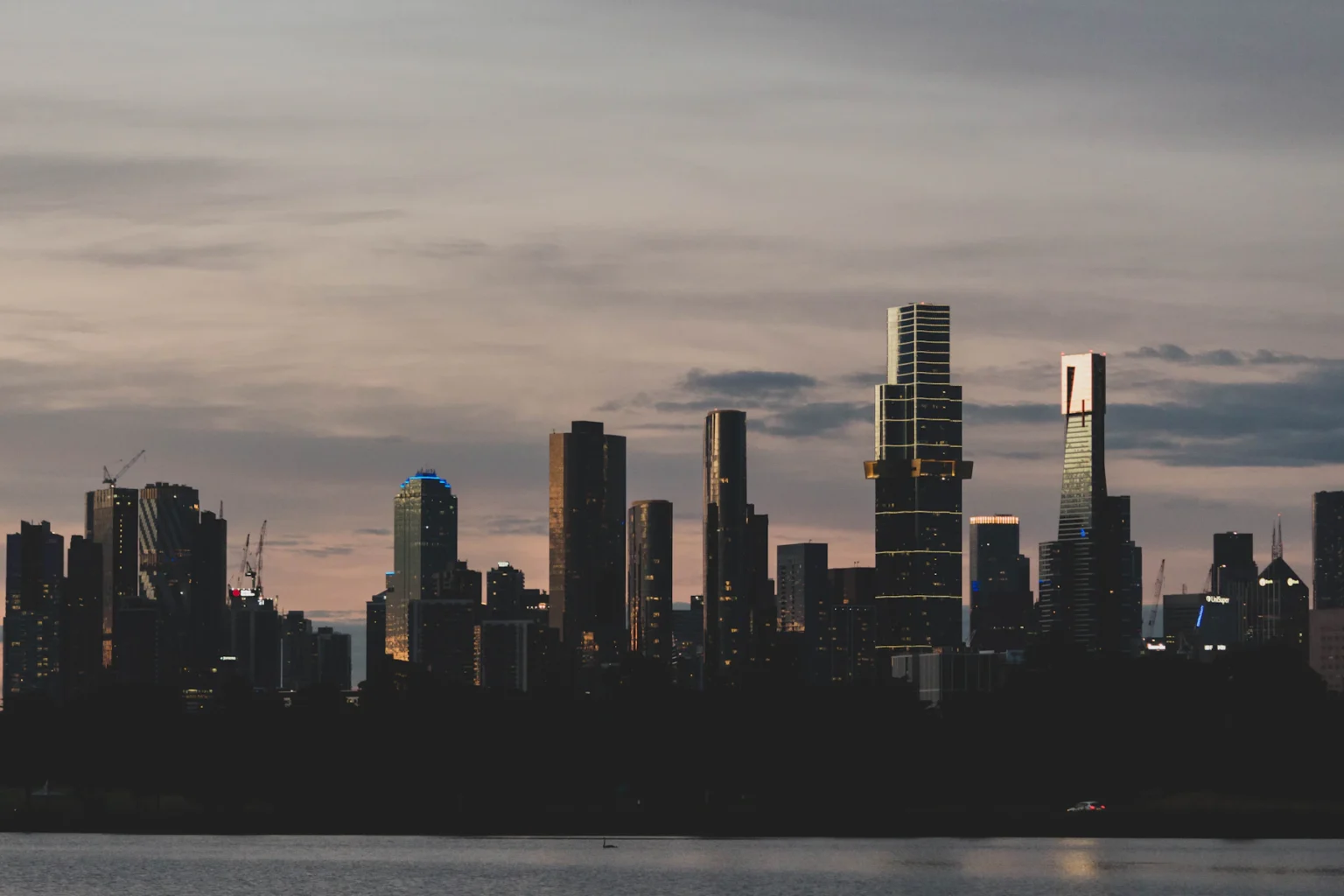 Melbourne city skyline at dusk