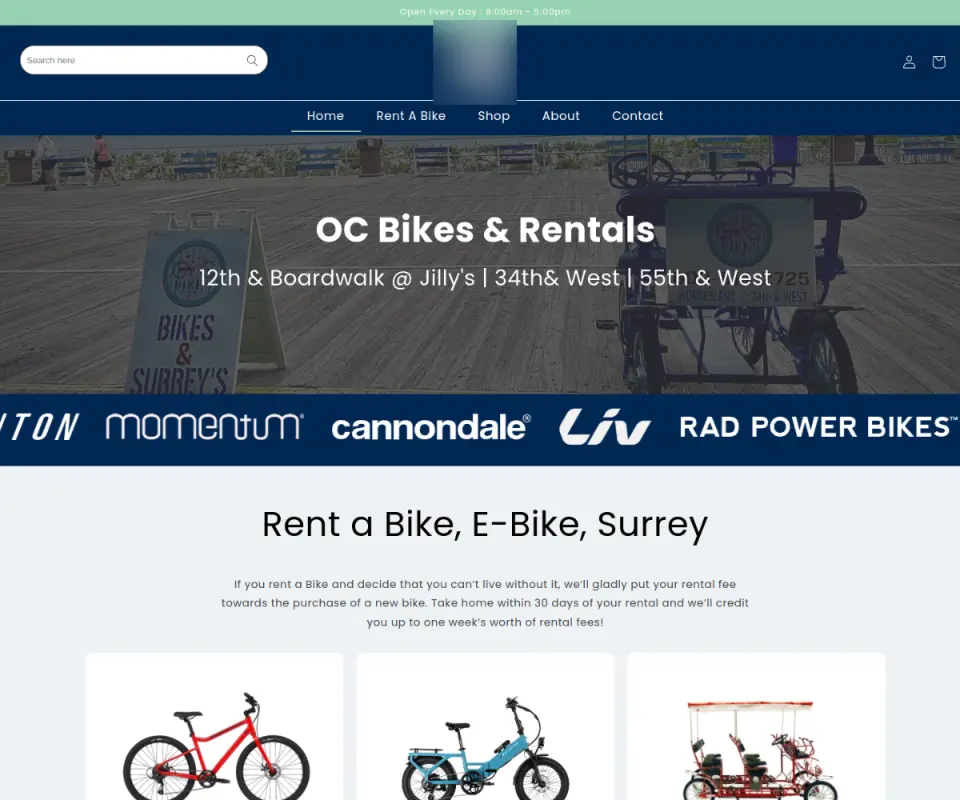 Bike Shop eCommerce Store website