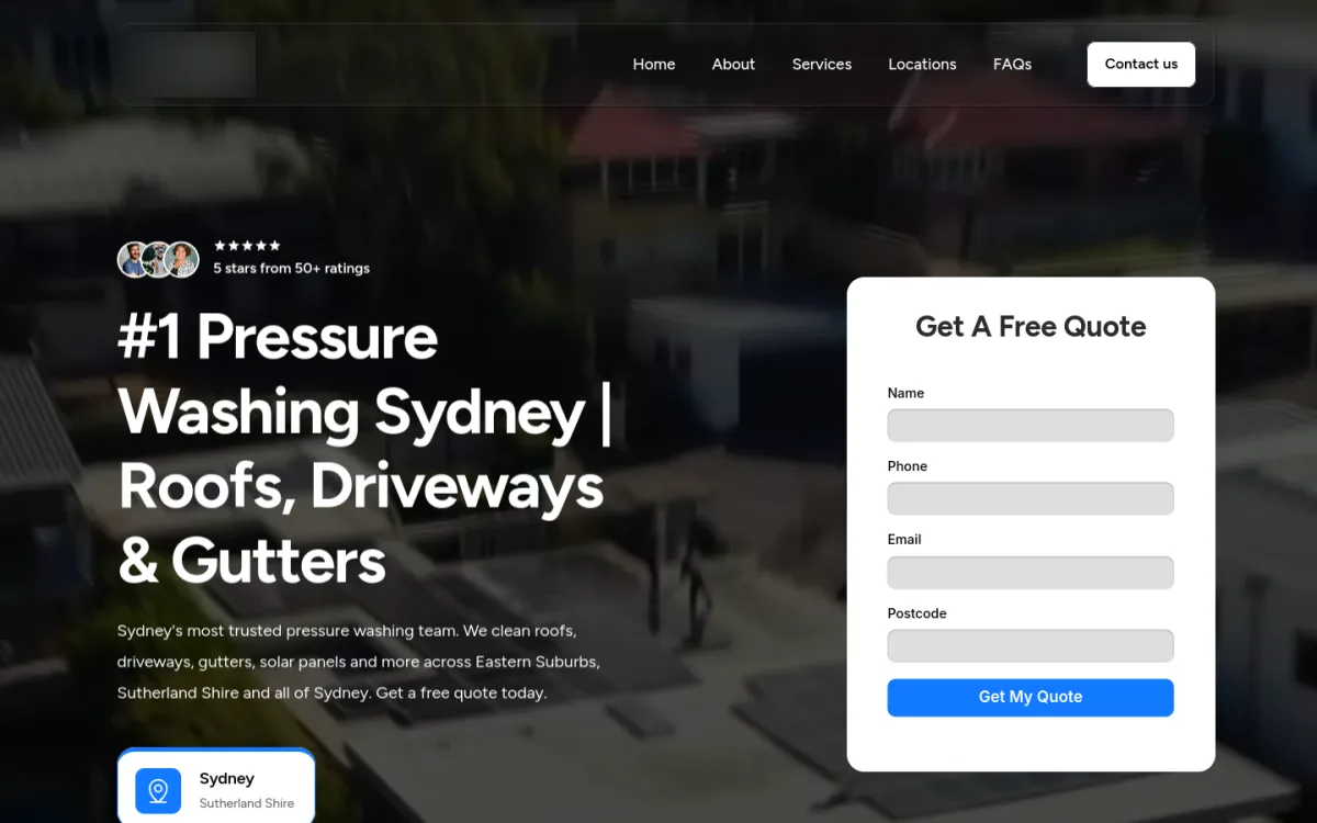 Pressure Washing Website website design