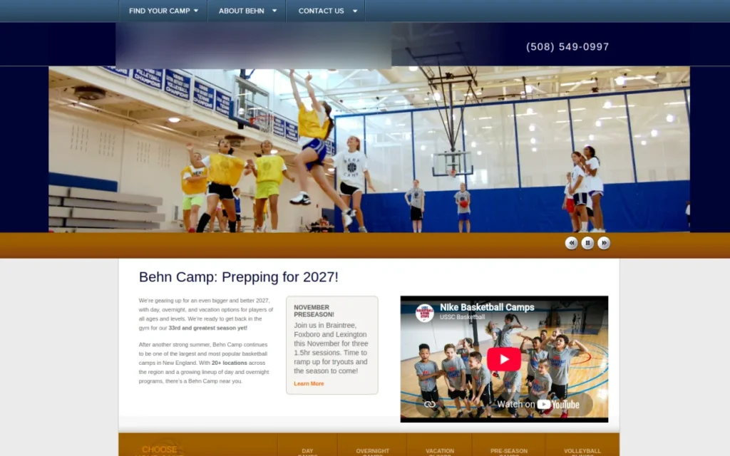 Sports Camp Website website