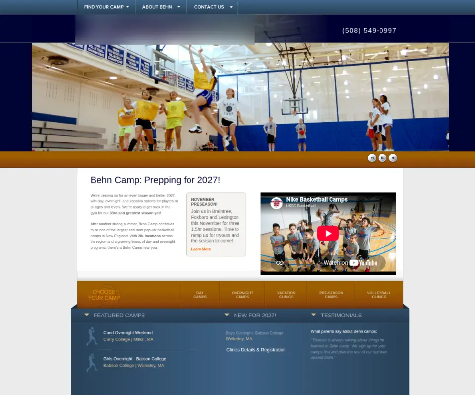 Sports Camp Website website