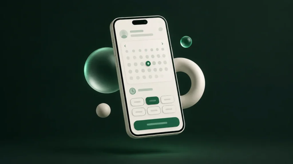 Concept booking & scheduling apps screen