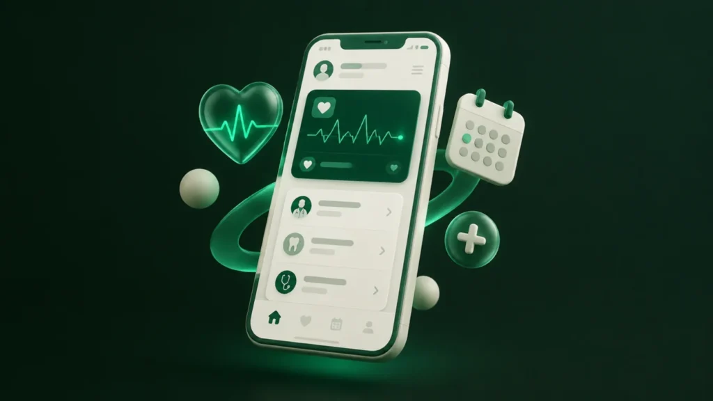 Concept healthcare & wellness apps screen